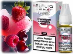 Strawberry Raspberry Cherry Ice Erdbeeren Himbeeren Kirsche Erfrischung  ELFLIQ Elfbar Nikotinsalz Liquid 10ml