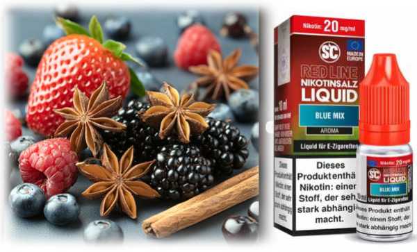 Erdbeeren Himbeeren  Brombeer Blue Mix Red Line Nikotinsalz SC Liquid 10ml