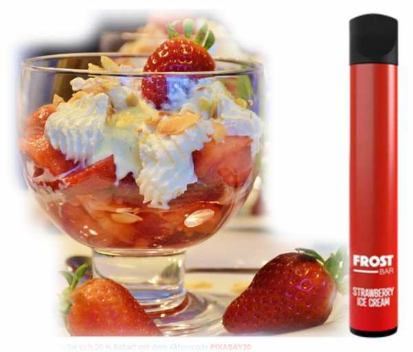 Strawberry Ice Cream Frostbar Dr. Frost Erdbeeren Eiscreme Nikotinsalz 20mg Einweg E-Zigarette