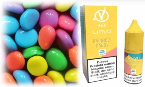 Rainbow Candy fruchtige Bonbons Nikotinsalz Linvo Liquid 20mg Nikotin 10ml