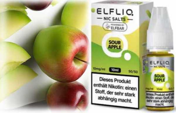 Sour Apple saurer Apfel  ELFLIQ Elfbar Nikotinsalz Liquid 10ml