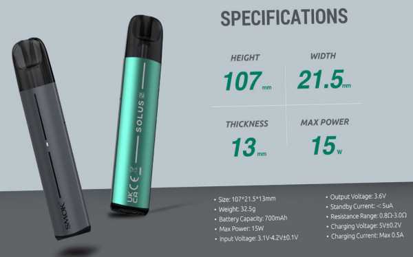 Solus 2 Pod Set Automatikschalter Smok 15W 700mAh