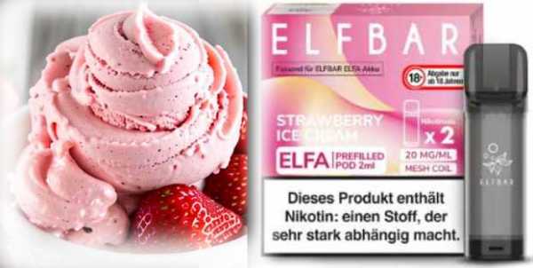 Strawberry Ice Cream Erdbeeren Eis Elfa Pod 2 Stück Elfbar 20mg